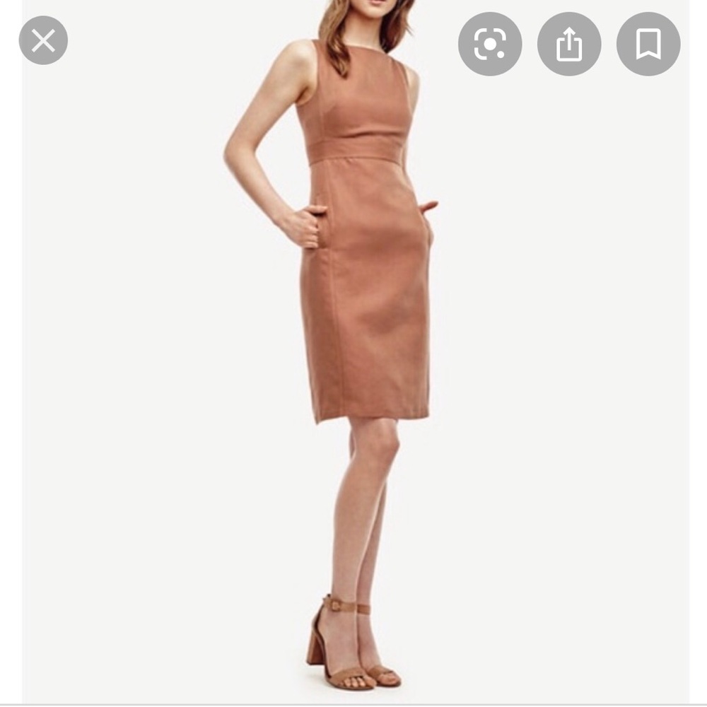 Ann Taylor Clay Textured Linen Sheath Dress Size 4